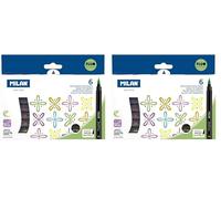 MILAN Caja 6 rotuladores punta pincel colores Fluo (Paquete de 2)