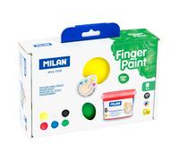 Milán, Caja 6 tarros 100 ml pintura para dedos colores surtidos