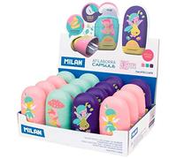 Milan Display Box 16 Eraser With Pencil Sharpener Capsule Fairy Tale Special Series Multicolor Niños