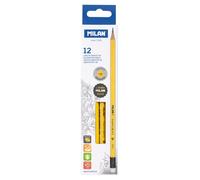 Lapiz De Grafito Milan Con Goma Hb Amarillo Caja De 12