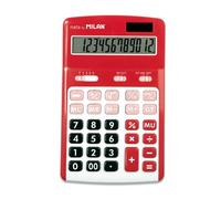 MILAN Calculadora 12 dígitos – 3 teclas de memoria – Roja – Blister