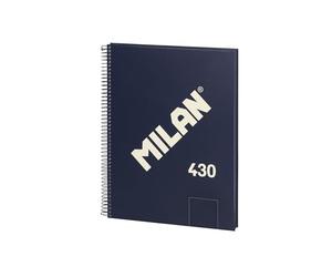 MILAN® Cuaderno A4 con espiral y tapa dura, 80 hojas blancas de 95 gr/m², colección 430 since 1918, azul