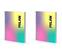 MILAN® Cuaderno A4 con espiral y tapa dura, papel a líneas, 120 hojas de 95 gr/m², colección Sunset (Paquete de 2)