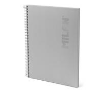MILAN® Cuaderno A4 con espiral y tapa dura, papel a líneas, 80 hojas de 95 gr/m², colección Shadow gris