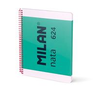MILAN® Cuaderno A4 con espiral y tapa dura, papel cuadriculado, 80 hojas MILAN nata®, verde