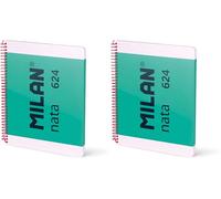 MILAN® Cuaderno A4 con espiral y tapa dura, papel cuadriculado, 80 hojas nata®, verde (Paquete de 2)