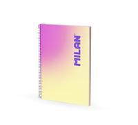 MILAN Cuaderno A4 espiral tapa dura, papel cuadriculado, 90 hojas 95gr/m², Sunset amarillo