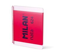 MILAN® Cuaderno A4 con espiral y tapa dura, papel pautado a líneas, 80 hojas MILAN nata®, rosa