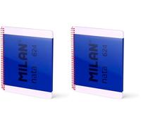 MILAN® Cuaderno A4 con espiral y tapa dura, papel pautado a líneas, 80 hojas nata®, azul (Paquete de 2)