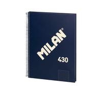 MILAN® Cuaderno A4 con tapa dura, cuadrícula 5x5mm, 80 hojas, papel de 95 gr/m², serie 1918, azul