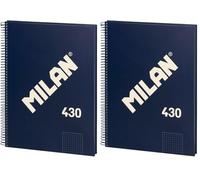 MILAN® Cuaderno A4 con tapa dura, cuadrícula 5x5mm, 80 hojas, papel de 95 gr/m², serie 1918, azul (Paquete de 2)