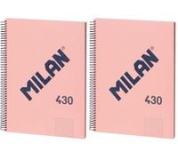 MILAN® Cuaderno A4 con tapa dura, cuadrícula 5x5mm, 80 hojas, papel de 95 gr/m², serie 1918, rosa (Paquete de 2)