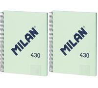 MILAN® Cuaderno A4 con tapa dura, cuadrícula 5x5mm, 80 hojas, papel de 95 gr/m², serie 1918, verde (Paquete de 2)