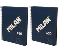 MILAN® Cuaderno A4 con tapa dura, papel a líneas (7 mm), 120 hojas de 95 gr/m², colección goma 430, azul (Paquete de 2)