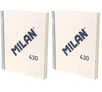 MILAN® Cuaderno A4 con tapa dura, papel a líneas (7 mm), 120 hojas de 95 gr/m², colección goma 430, beige (Paquete de 2)