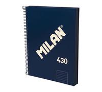 MILAN® Cuaderno A4 con tapa dura, papel a líneas (7 mm), 120 hojas de 95 gr/m², colección goma MILAN 430, azul