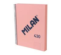MILAN® Cuaderno A4 con tapa dura, papel a líneas (7 mm), 120 hojas de 95 gr/m², colección goma MILAN 430, rosa