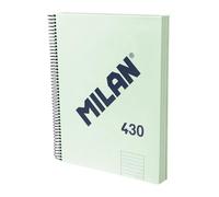 MILAN® Cuaderno A4 con tapa dura, papel a líneas (7 mm), 120 hojas de 95 gr/m², colección goma MILAN 430, verde