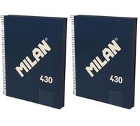 MILAN® Cuaderno A4 con tapa dura, papel cuadriculado (5 x 5 mm), 120 hojas de 95 gr/m², colección goma 430, azul (Paquete de 2)