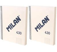 MILAN® Cuaderno A4 con tapa dura, papel cuadriculado (5 x 5 mm), 120 hojas de 95 gr/m², colección goma 430, beige (Paquete de 2)