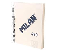 MILAN® Cuaderno A4 con tapa dura, papel cuadriculado (5 x 5 mm), 120 hojas de 95 gr/m², colección goma MILAN 430, beige