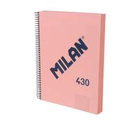 MILAN® Cuaderno A4 con tapa dura, papel cuadriculado (5 x 5 mm), 120 hojas de 95 gr/m², colección goma MILAN 430, rosa