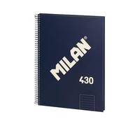 MILAN® Cuaderno A4 con tapa dura, papel pautado a líneas, 80 hojas, serie 1918, azul