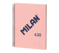 MILAN Cuaderno A4 Serie 1918 – tapa dura, papel pautado a líneas, 80 hojas, rosa