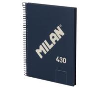 MILAN® Cuaderno A5 con espiral y tapa dura, 80 hojas blancas de 95 gr/m², colección 430 since 1918, azul