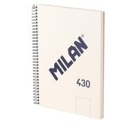 MILAN® Cuaderno A5 con espiral y tapa dura, 80 hojas blancas de 95 gr/m², colección 430 since 1918, beige