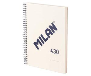 MILAN® Cuaderno A5 con espiral y tapa dura, 80 hojas blancas de 95 gr/m², colección 430 since 1918, beige