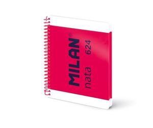 MILAN® Cuaderno A5 con espiral y tapa dura, papel cuadriculado, 80 hojas de 95 gr/m², colección MILAN nata®, rosa