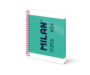 MILAN® Cuaderno A5 con espiral y tapa dura, papel cuadriculado, 80 hojas de 95 gr/m², colección MILAN nata®, verde
