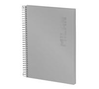 MILAN® Cuaderno A5 con espiral y tapa dura, papel cuadriculado, 80 hojas de 95g/m², colección Shadow gris