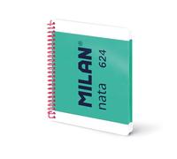 MILAN® Cuaderno A5 con espiral y tapa dura, papel pautado a líneas, 80 hojas de 95 gr/m², colección MILAN nata®, verde