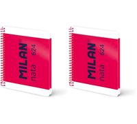 MILAN® Cuaderno A5 con espiral y tapa dura, papel pautado a líneas, 80 hojas de 95 gr/m², colección nata®, rosa (Paquete de 2)