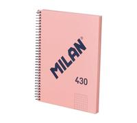 MILAN® Cuaderno A5 con tapa dura, cuadrícula 5 x 5 mm, 80 hojas de 95 gr/m², colección MILAN 430, rosa