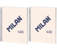 MILAN® Cuaderno A5 con tapa dura, papel a líneas (7 mm), 80 hojas de 95 gr/m², colección 430, beige (Paquete de 2)