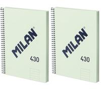 MILAN® Cuaderno A5 con tapa dura, papel a líneas (7 mm), 80 hojas de 95 gr/m², colección 430, verde (Paquete de 2)