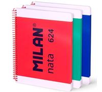 Milan Cuaderno Espiral A4 80H 95gr 5x5 Tapa Dura Colección Nata® 624 Since 1918 Surtido Pack 3 Ud