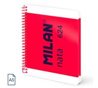 Milan Cuaderno Espiral A5 80H 95 gr 5x5 mm Tapa Dura Colección Nata® 624 Rosa