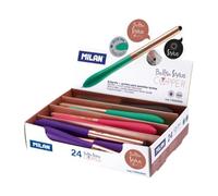 Milan stylus copper expositor de 24 boligrafos de bola retractiles - p