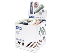 Milan | Expositor Correctores 1918 Series - Caja 40 Unidades Surtidas | Correctores Mini Tonos Pastel 5mm X 6m | Cabezal Rotatorio 360º