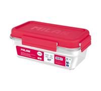 Milan Fiambrera Hermética Rectangular Nata 624 Tritán Libre de BPA Rosa 1.2 L Apta Microondas Congelador Lavavajillas