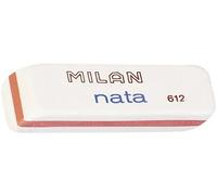 Milan Goma de borrar 612 Nata® Plástico Blanca Bisealad, Suave y Versátil para Lápiz, No Daña el Papel, 7.8 x 2.3 x 1.2 cm