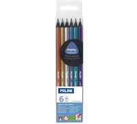 MILAN Lápices de colores metalizados Madera negra Estuche 6 unidades