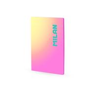 MILAN® Libreta A4 encolada, papel cuadriculado, 48 hojas de 95 gr/m², colección Sunset, rosa