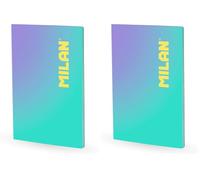 MILAN® Libreta A4 encolada, papel cuadriculado, 48 hojas de 95 gr/m², colección Sunset, turquesa (Paquete de 2)