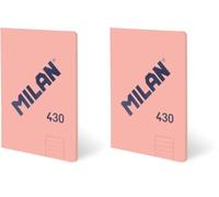 MILAN® Libreta A5 encolada, papel a líneas, 48 hojas de 95 gr/m², colección 430 since 1918, rosa (Paquete de 2)