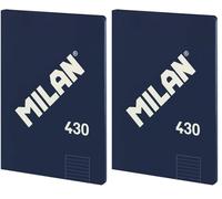 MILAN® Libreta encolada A4, papel pautado a líneas, 48 hojas A4, papel de 95gr/m² serie 1918, azul marino (Paquete de 2)